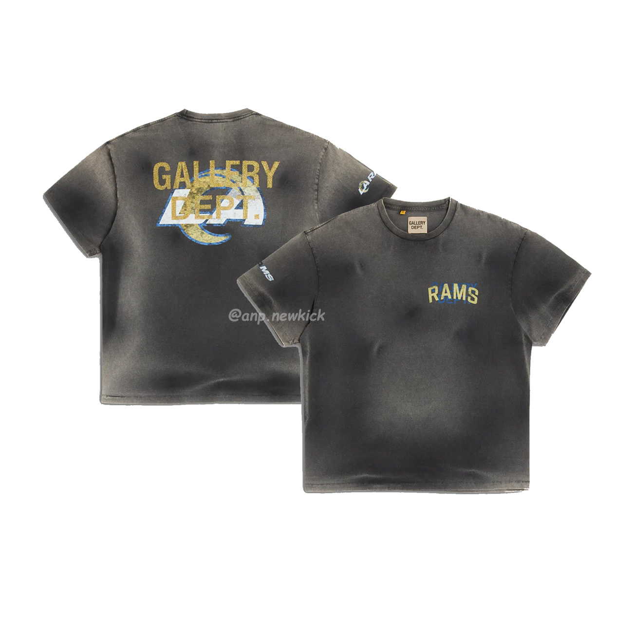 Gallery Dept X La Rams Tee Co Branded Letter Sun Faded Black Brown (1) - newkick.cc